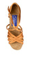Women's Phoenix shoe in dark tan satin with 2 inch wide heel. Aerial view.